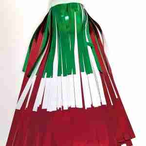 3- Ply Green/White/Red Metallic Fringe 14” X 10’
