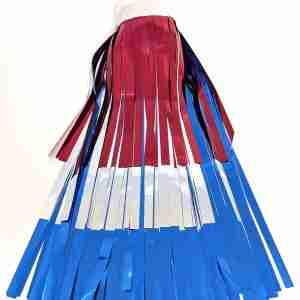 Red/Silver/Blue Metallic Fringe 14" drop X 10' 3-ply